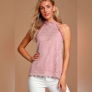 Mauve Pink lace halter top